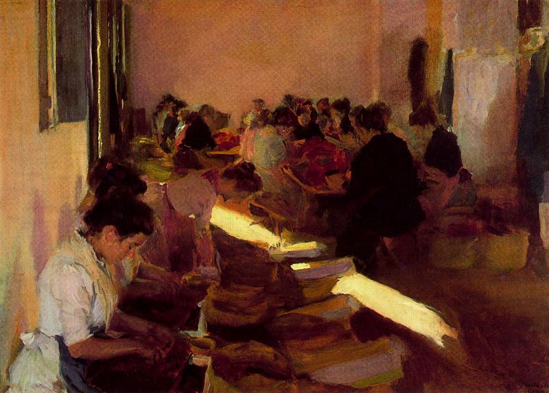 "Il.lustració". Pintura de Sorolla, 1901. Obreras en la fábrica